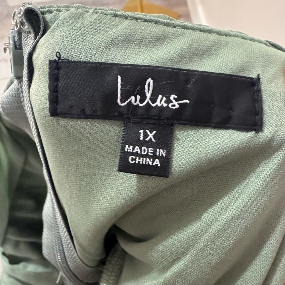 Lulus Radiant Charisma Sage Brush Chiffon Ruched Tie-Strap Maxi Dress 1X - Picture 6 of 6